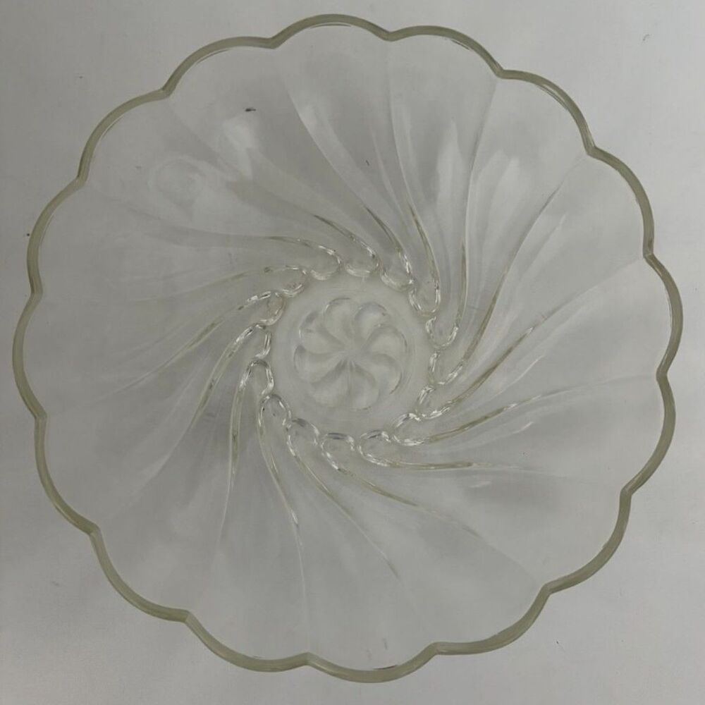 vtg Hazel Atlas clear glass colonial swirl serving bowl
